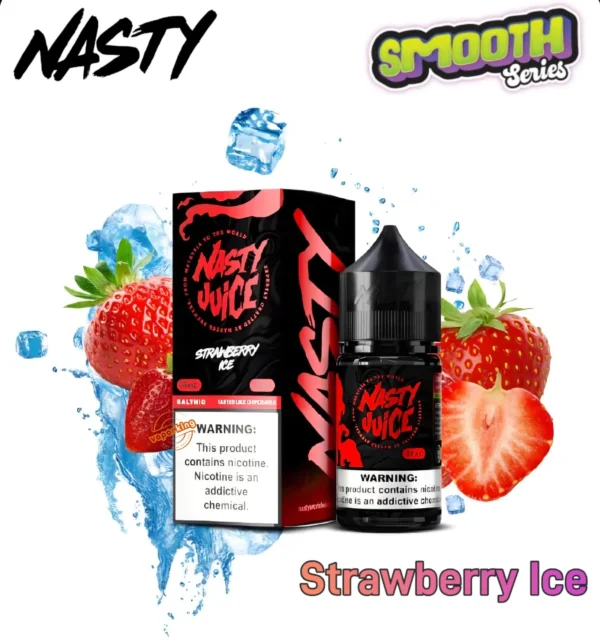 سالت نستی توت فرنگی و یخ سری اسموت_ Nasty Smooth Series Salt nic